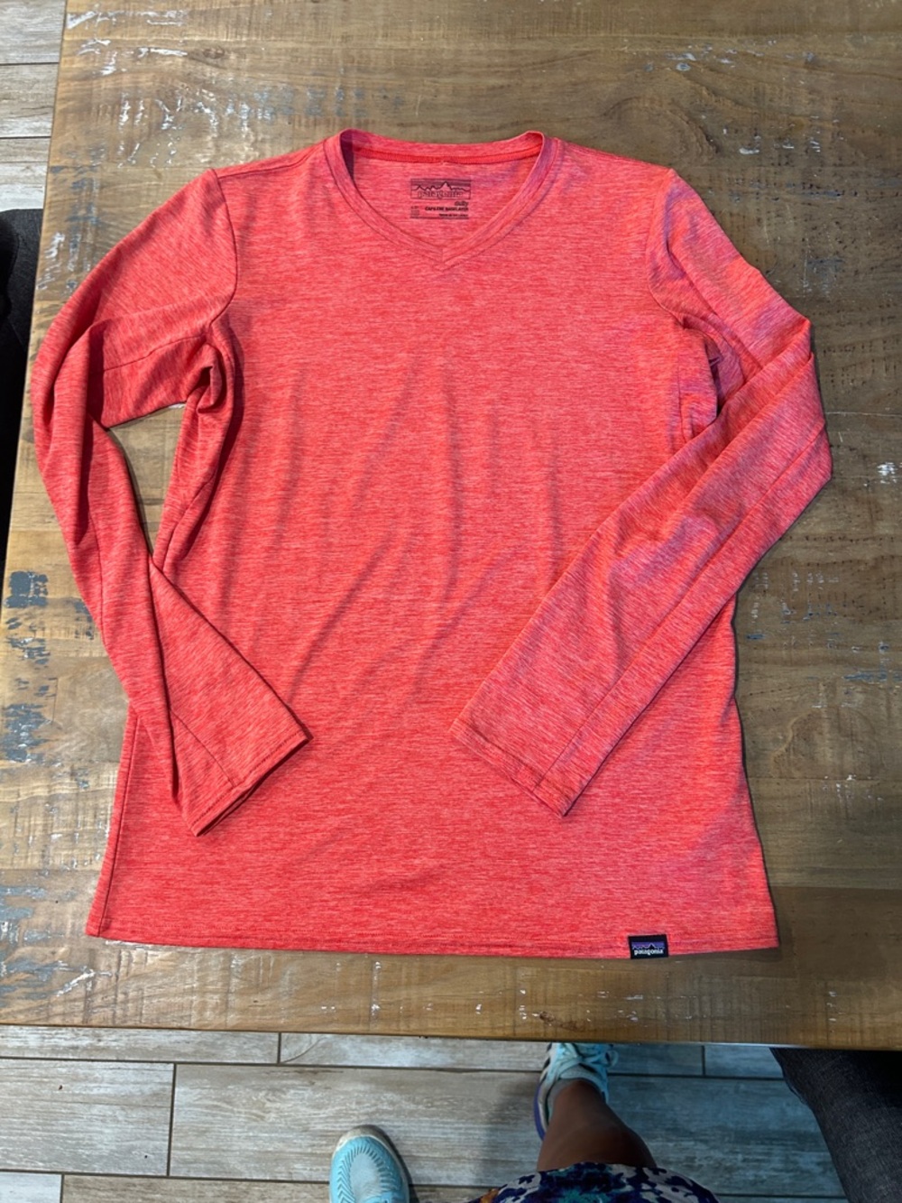 Patagonia Heathered Coral V-Neck Capilene Base Layer